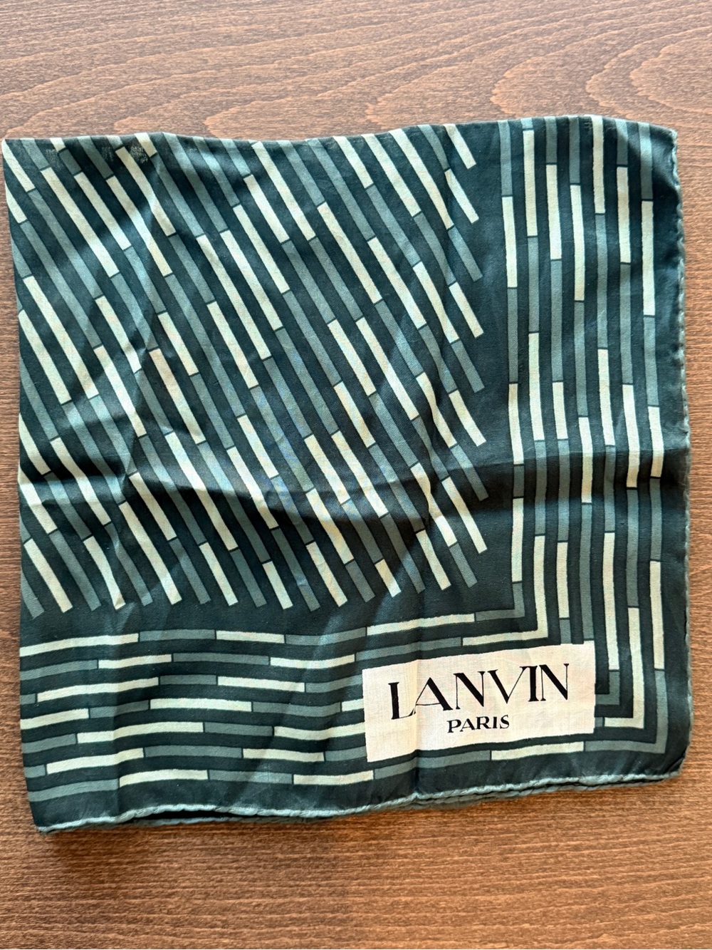LANVIN Paris Vintage Silk Scarf – Geometric Pattern